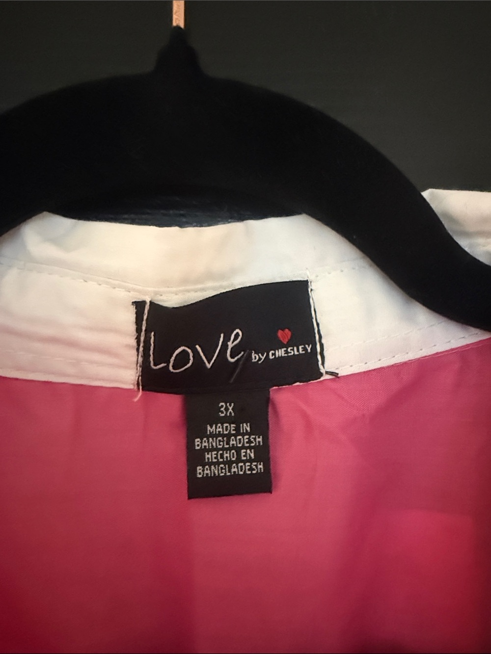 Love Two-Tone Hot Pink and White Relaxed Button-Up Tunic - Picture 2 of 4